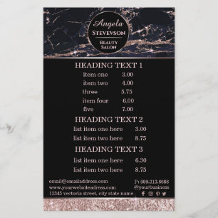 Makeup Artist Rose Gold Marble flyer