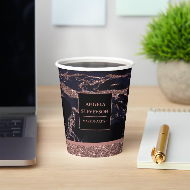 Makeup Artist Rose Gold Marble Paper Cup (Insitu)