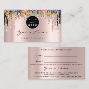 Makeup Artist Rose Holograph Appointment Logo Card