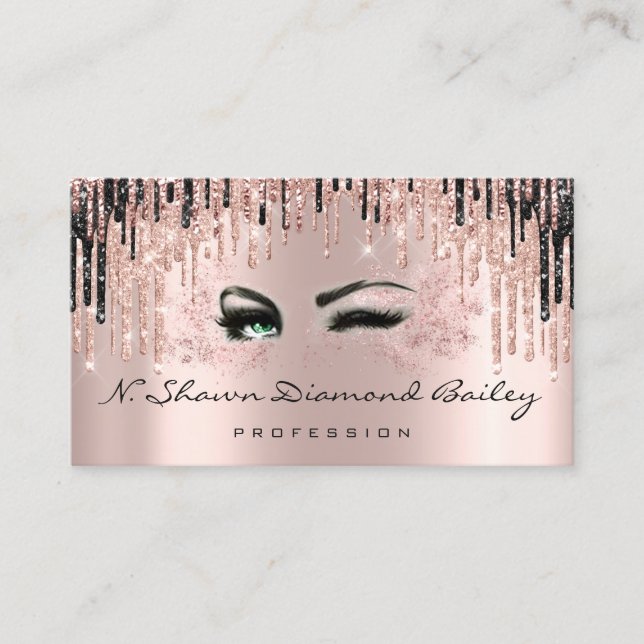 Makeup Artist Rose Spark Lips Wax Green Eyes Appointment Card (Front)