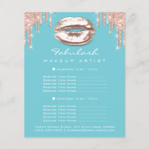 Makeup Artist Salon Blue Glitter Flyer Spark Kiss