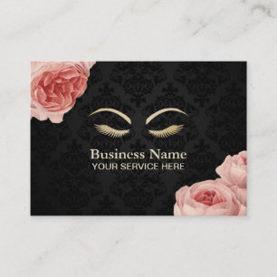 Makeup Artist Salon Elegant Damask Vintage Floral Business Card