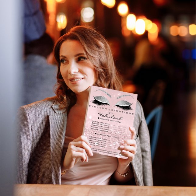 Makeup Artist Salon Glitter Flyer Pink Price List (Creator Uploaded)