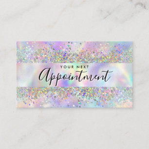 Makeup Artist Salon Holographic Glitter Appointment Card
