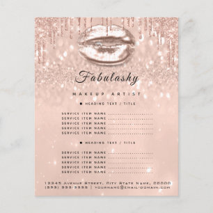 Makeup Artist Salon Pink Glitter Flyer Peach  Kiss