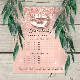 Makeup Artist Salon Pink Glitter Flyer Peach Kiss1