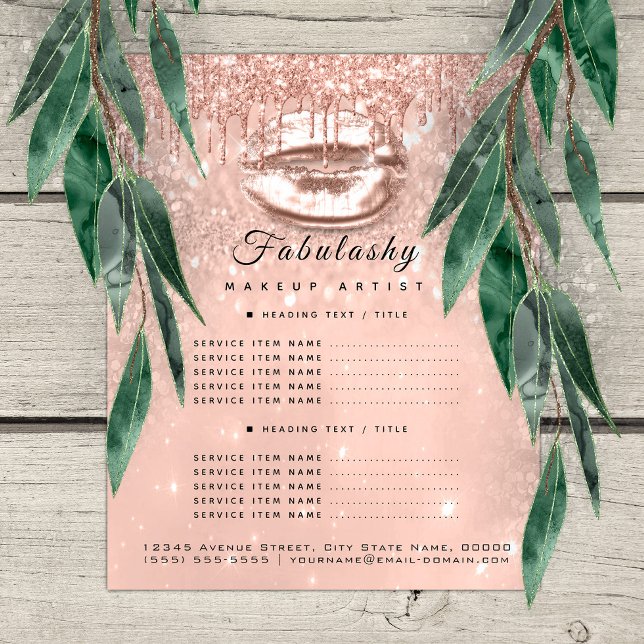 Makeup Artist Salon Pink Glitter Flyer Peach Kiss1 (Makeup Artist Salon Pink Glitter Flyer Peach Kiss)