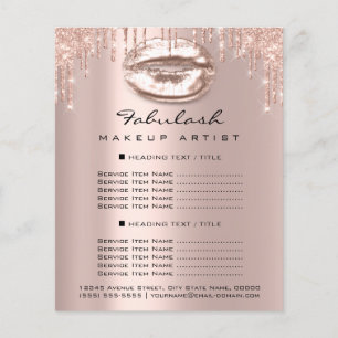 Makeup Artist Salon Pink Glitter Flyer Spark Kiss