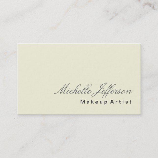 Makeup Artist Script Beige Business Card (Front)