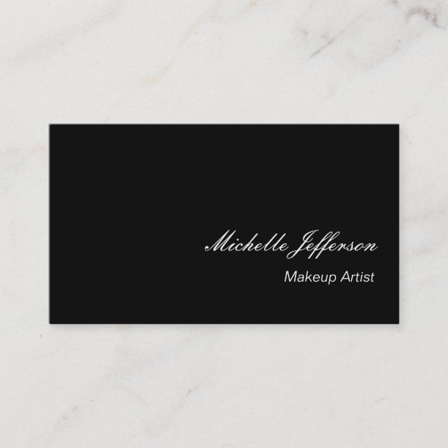 Makeup Artist Script Black Business Card (Front)