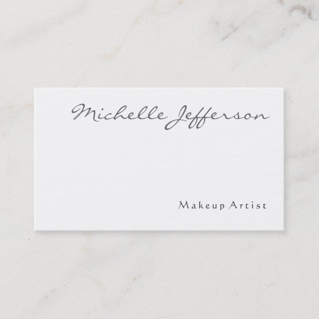 Makeup Artist Script Black White Business Card (Front)