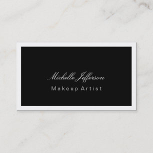Makeup Artist Script Black White Business Card