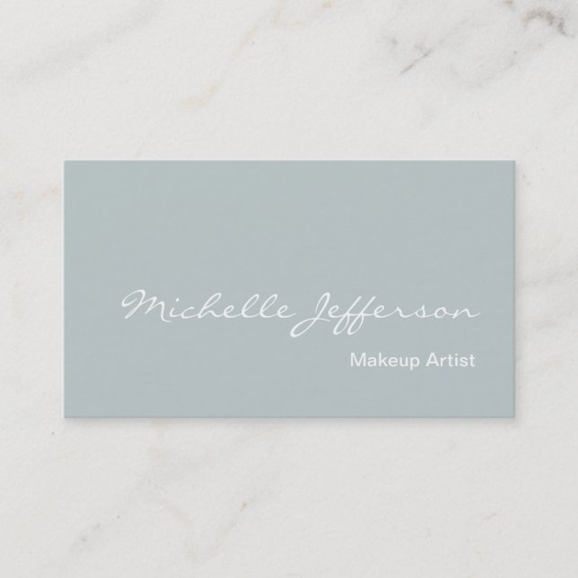 Makeup Artist Script Blue White Business Card (Front)