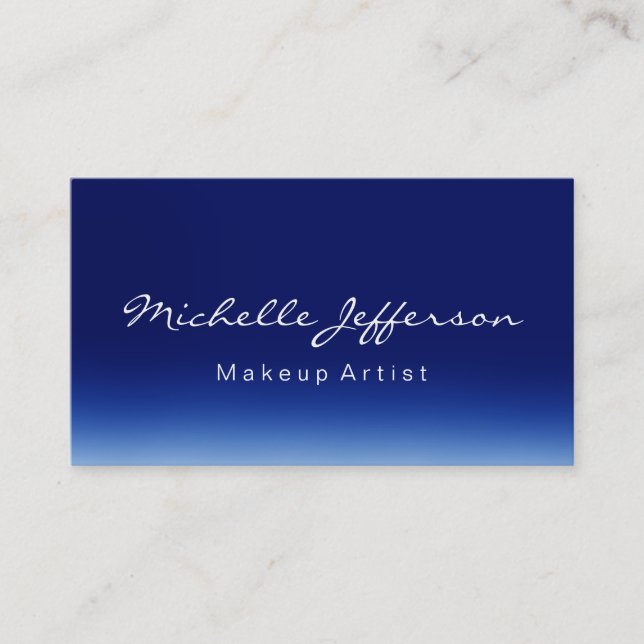 Makeup Artist Script Dark Blue Business Card (Front)