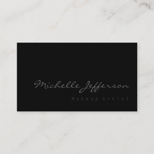 Makeup Artist Script Grey Black Business Card (Front)