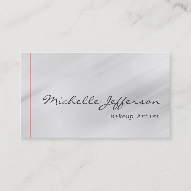 Makeup Artist Script Grey Charming Business Card (Front)