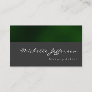 Makeup Artist Script Grey Green Business Card