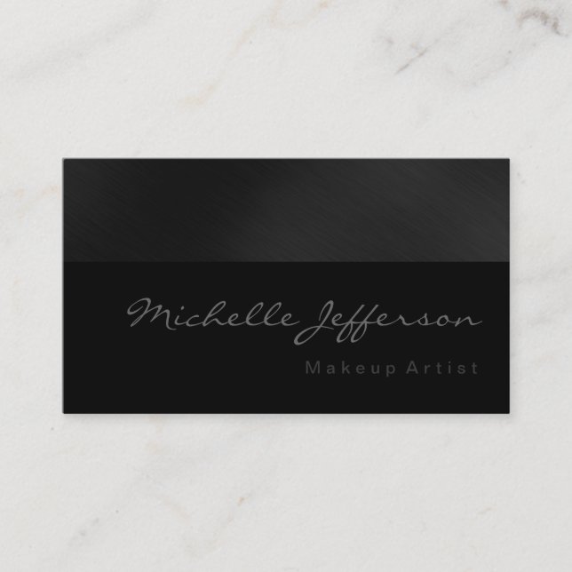 Makeup Artist Script Grey Pattern Business Card (Front)