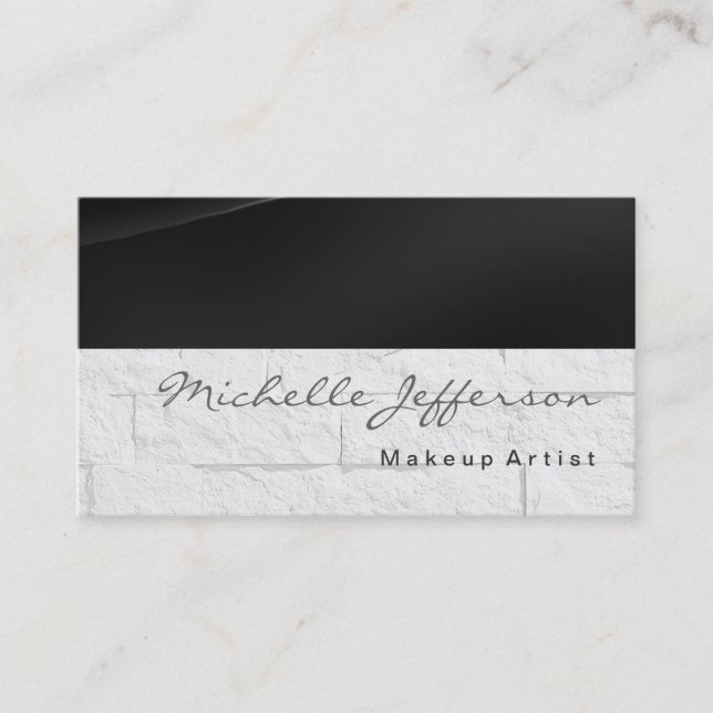 Makeup Artist Script Grey Wall Brick Business Card (Front)