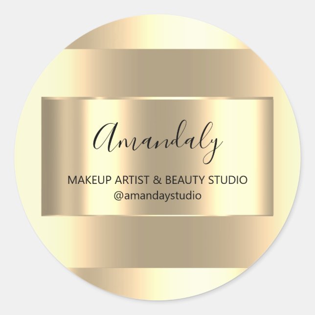 Makeup Artist Shop Framed Gold Favour Thank You Classic Round Sticker (Front)