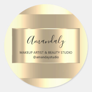 Makeup Artist Shop Framed Gold Favour Thank You Classic Round Sticker
