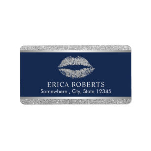Makeup Artist Silver Glitter Lips Navy Blue Salon Label