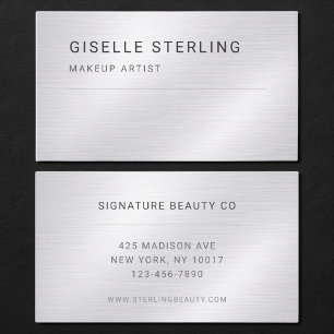 Makeup Artist Silver Metallic Professional Business Card