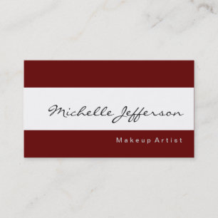 Makeup Artist Simple Red White Business Card