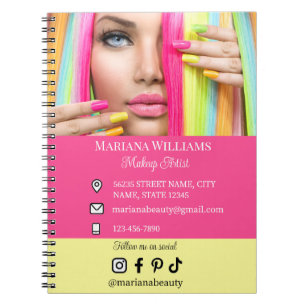 makeup artist social media photo qr code business notebook