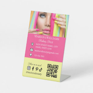 makeup artist social media photo qr code business pedestal sign
