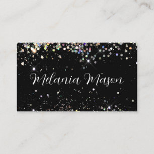 Makeup Artist Sparkly Holographic Glitter Black Business Card
