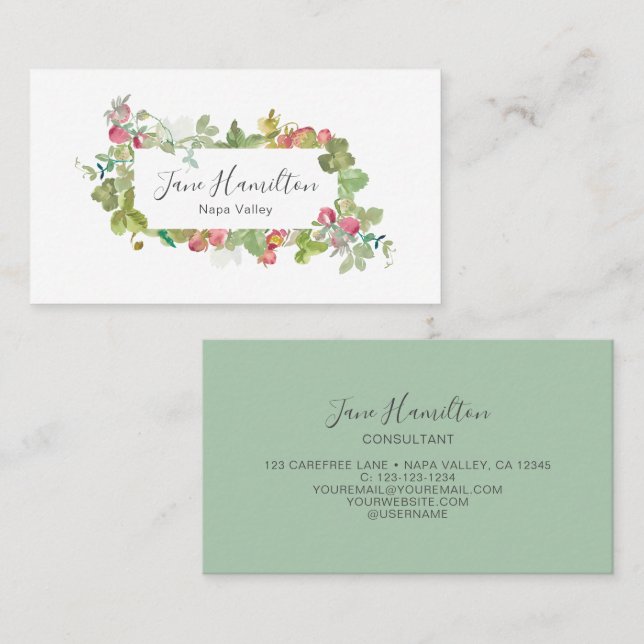 Makeup Artist Strawberry & Vine  Business Card (Front/Back)