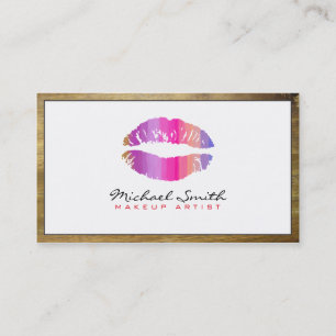 Makeup Artist Stylish Lips Modern White #15 Business Card