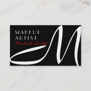 Makeup Artist Stylish Monogram Modern Black Business Card