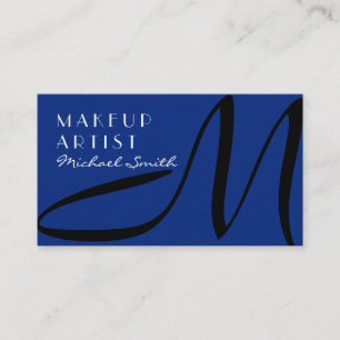 Makeup Artist Stylish Monogram Modern Dark Blue Business Card
