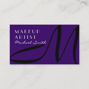 Makeup Artist Stylish Monogram Modern Deep Violet Business Card