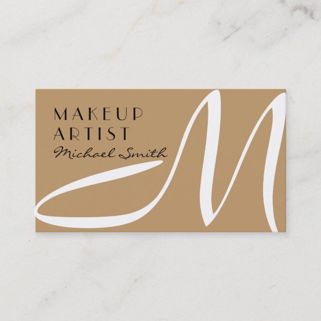 Makeup Artist Stylish Monogram Modern Desert Business Card (Front)