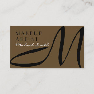 Makeup Artist Stylish Monogram Modern Donkey Brown Business Card