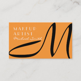 Makeup Artist Stylish Monogram Modern Saffron Business Card