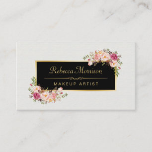 Makeup Artist Stylish Vintage Floral Boutique Business Card