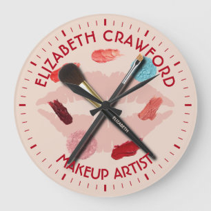 Makeup Artist Stylist Beauty Salon With Your Name Large Clock