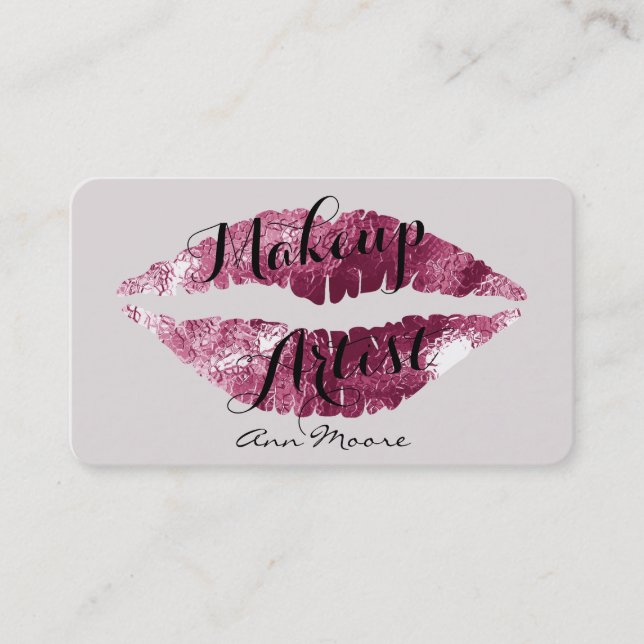 Makeup artist stylist make up lips business card (Front)