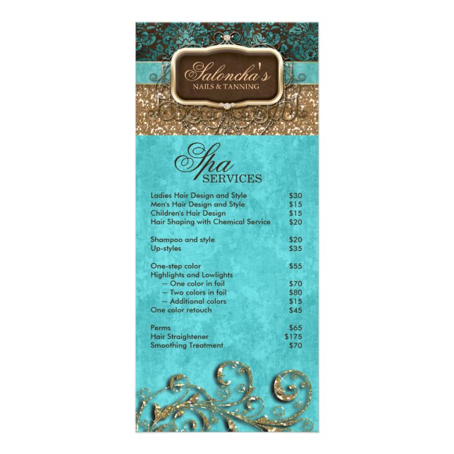 Makeup Artist Tanning Fashion Nail Salon Glitter Rack Card (Front)