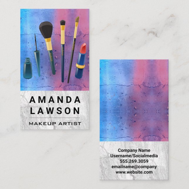 Makeup Artist Tools | Marble | Makeup Powder Appointment Card (Front/Back)