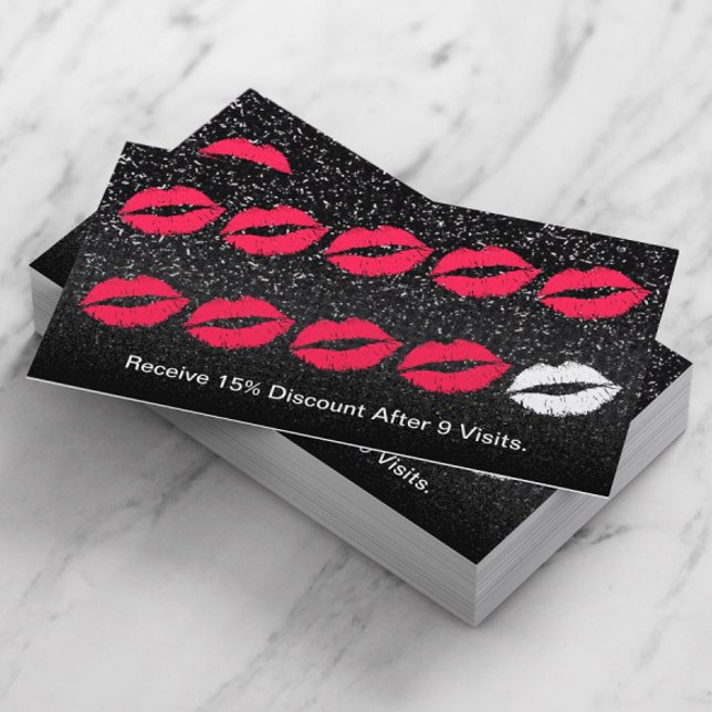 Makeup Artist Trendy Black Glitter Loyalty Punch (Creator Uploaded)