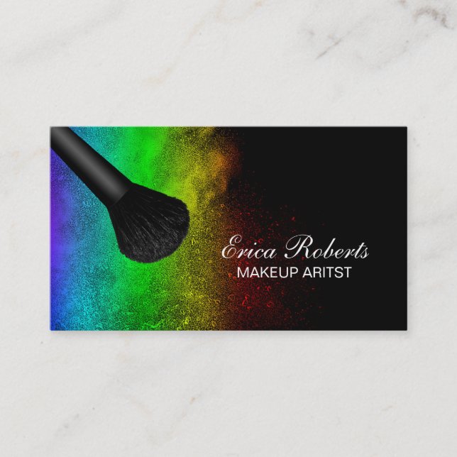 Makeup Artist Trendy Rainbow Powder Beauty Salon Business Card (Front)