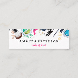 Makeup artist trendy watercolor modern spa salon mini business card