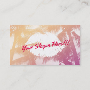 Makeup Artist Tropical Palm Trees Chic Lips Salon Business Card