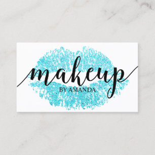 Makeup Artist Turquoise Lips Print Salon Business Card