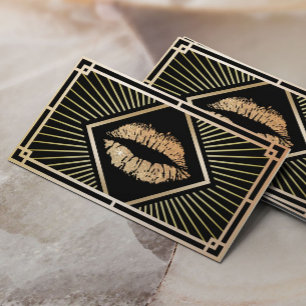 Makeup Artist Vintage Gold Art Deco Beauty Salon Business Card